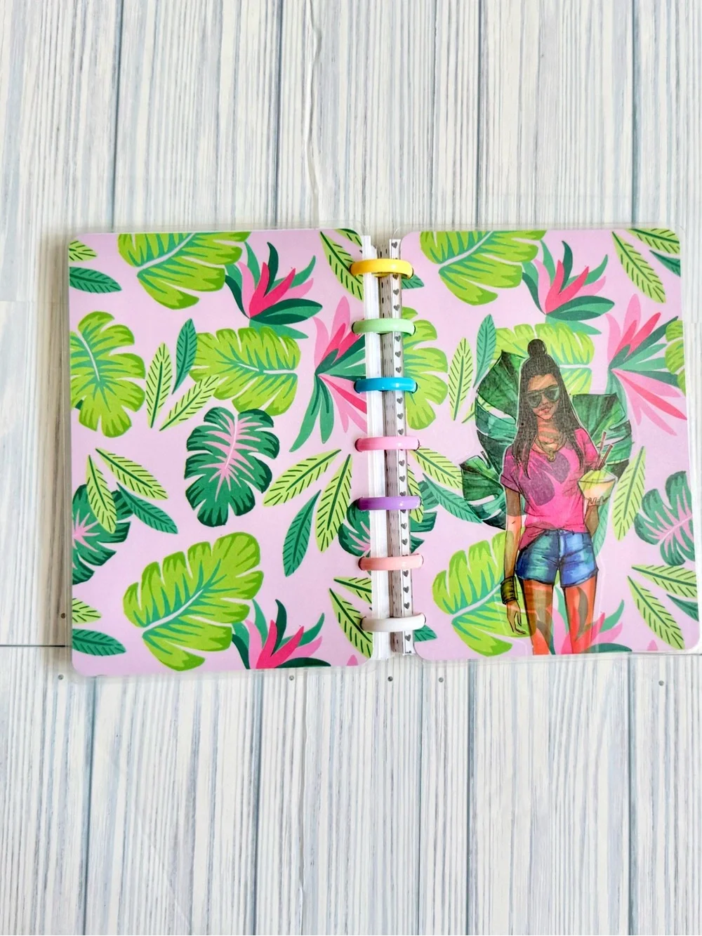 Mini Happy planner size undated tropical Girl plants fruits